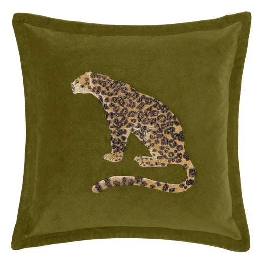 Olive Tiger Embellished Pillow